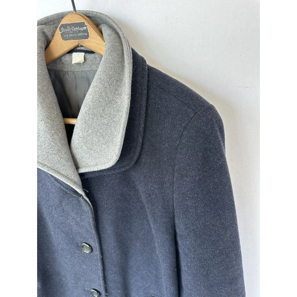 Woolmark Wool Blue Coat Mid Length Women's XL